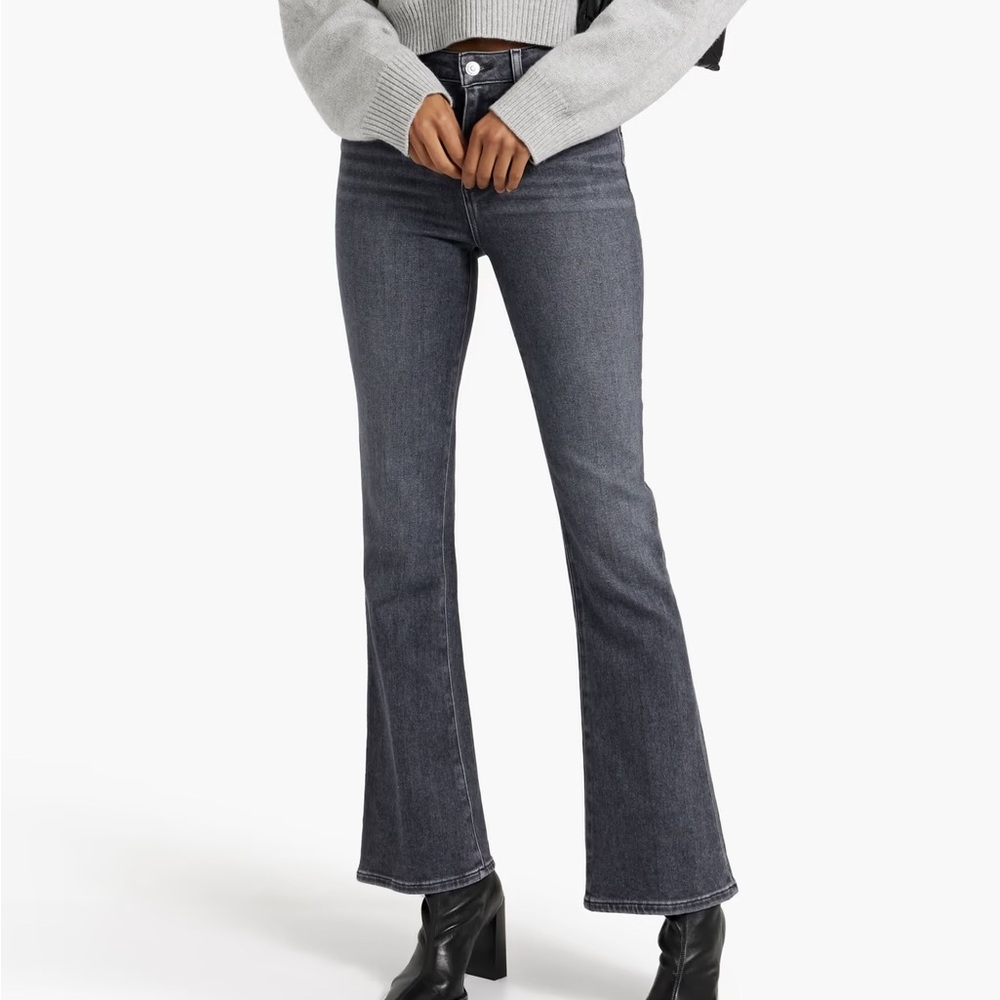 Paige Mid Rise Flared Jeans in Anthracite
